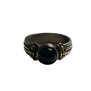 925 Sterling / 14K Yellow Gold Solitaire Band Ring 9